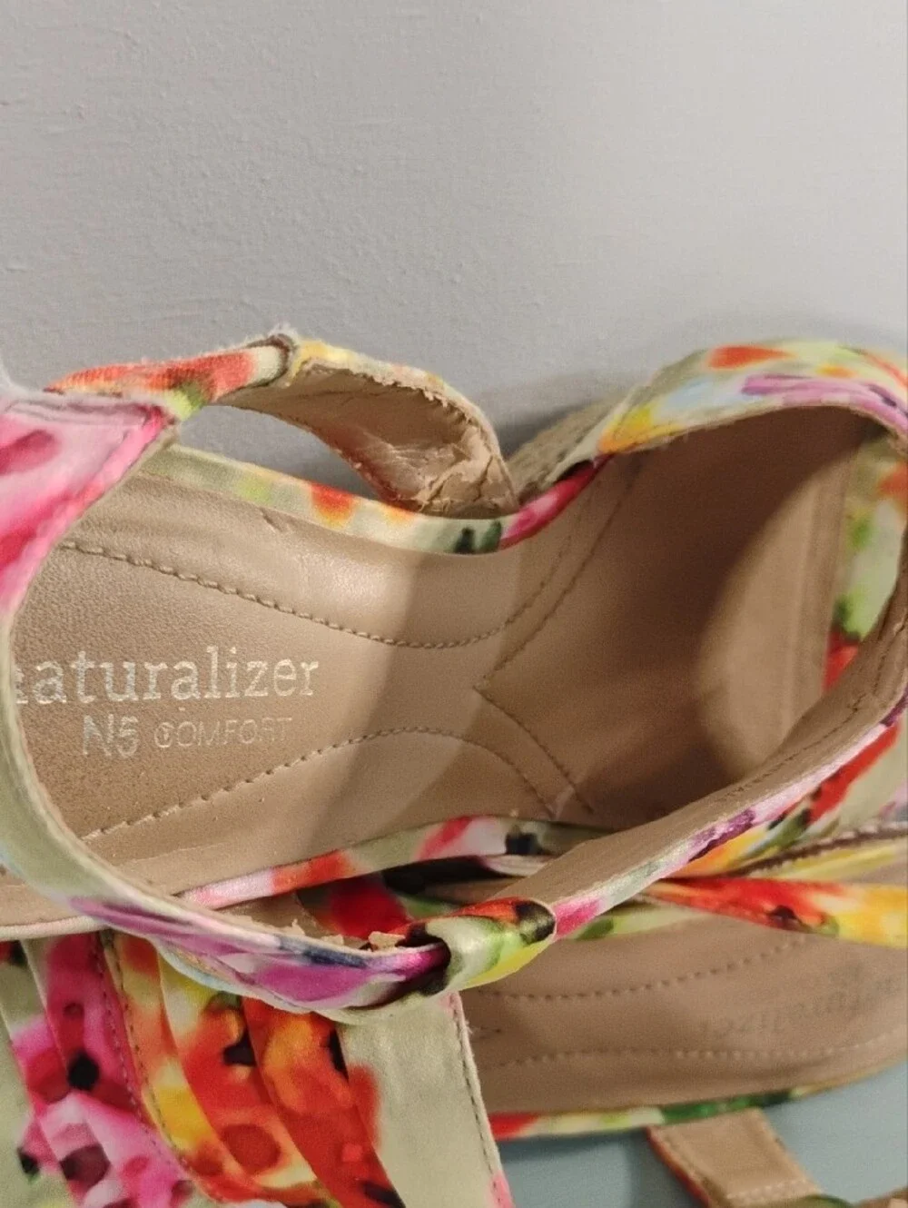 Naturalizer Multicolor Floral Cork Wedge Sandals